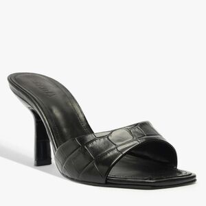 SCHUTZ Black Croc-Embossed Sandals Black Size 7